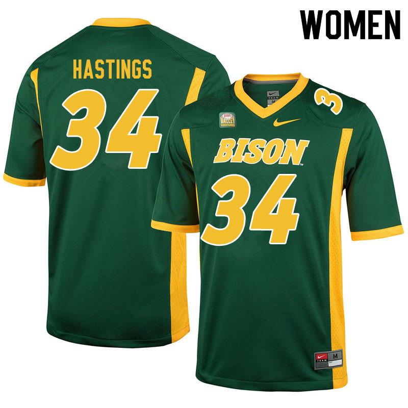 Women #34 Jesse Hastings North Dakota State Bison College Football Jerseys Sale-Green